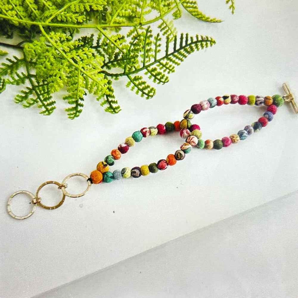 Interlocking Kantha Toggle Bracelet